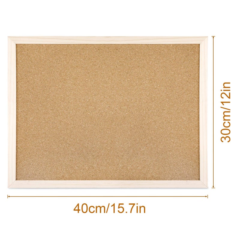 FEBSNOW Cork Board Bulletin Board - 15.7 X 12 Inches Vision Board Wood Frame Corkboard Message Board Wall Mounted Pin Board for School, Home & Office (with Pins, Eye Bolts, Gaskets, Screws) - Image 2